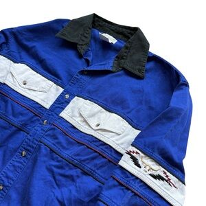 Vintage Express Western Shirt Men’s Blue Cowboy Rodeo Embroidered Longhorn XL